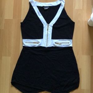 Sleeveless Top with Gold Zippers